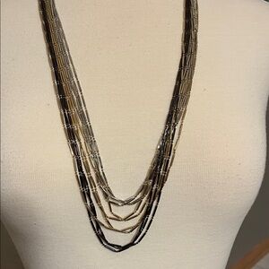 Coldwater Creek Tri-Color Multi Chain Long Necklace